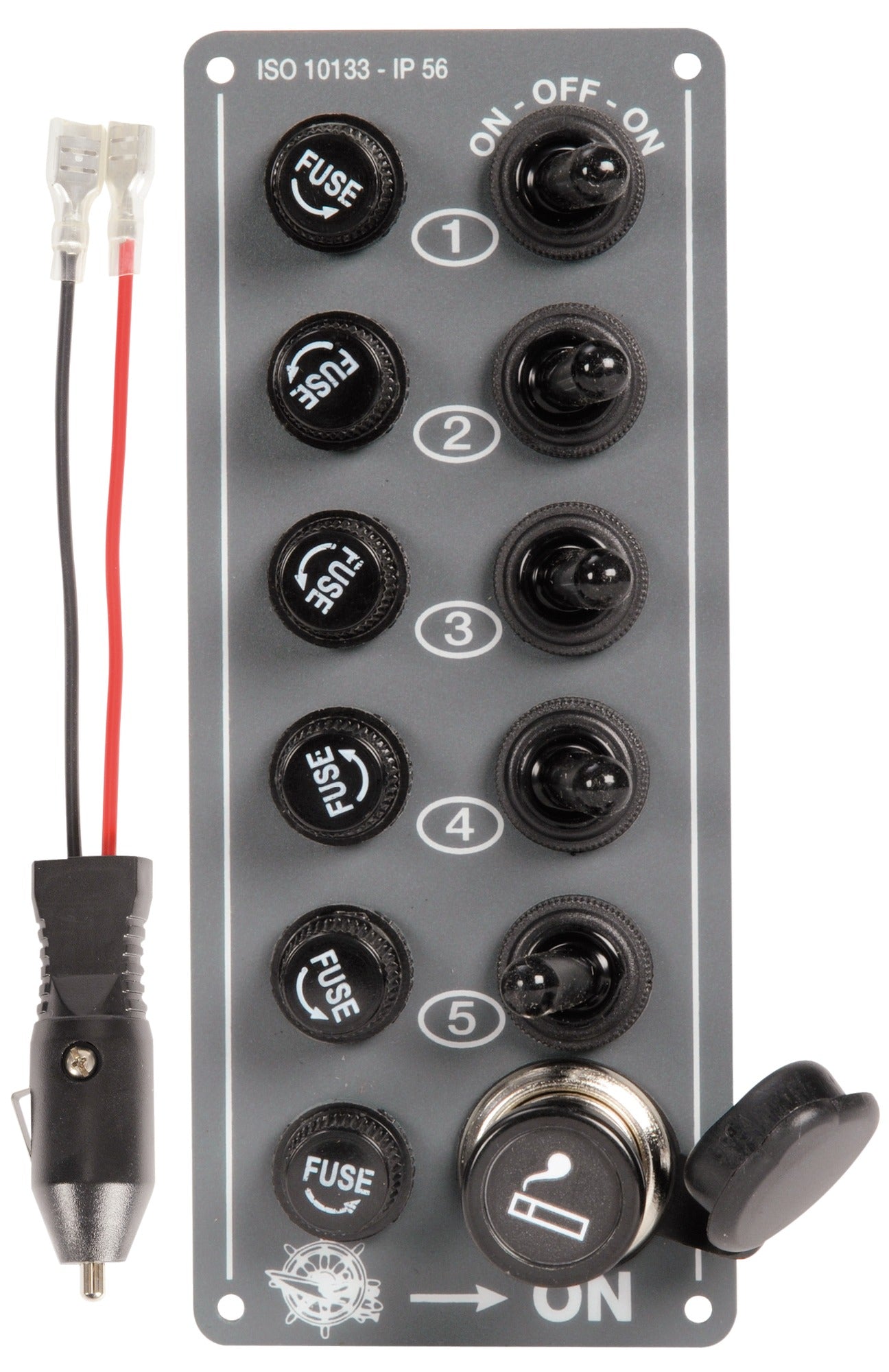 Katkaisijapaneeli 5 kytkintä + 12V
