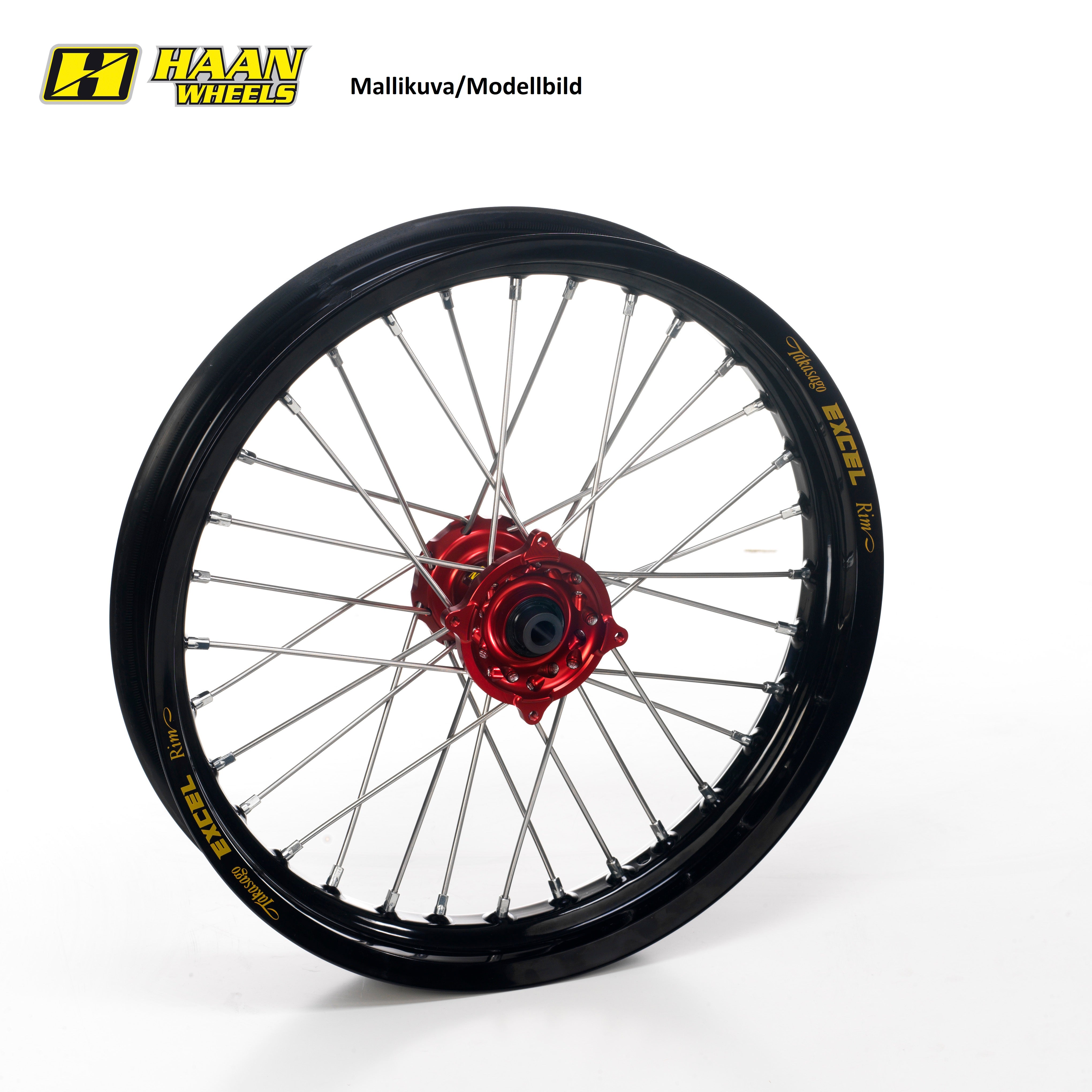 Haan wheel KTM SX/SX-F 15-.. MC/F EC/F 21-.. 21-1,60 RED HUB/BLACK RIM+NIP+SPOKE