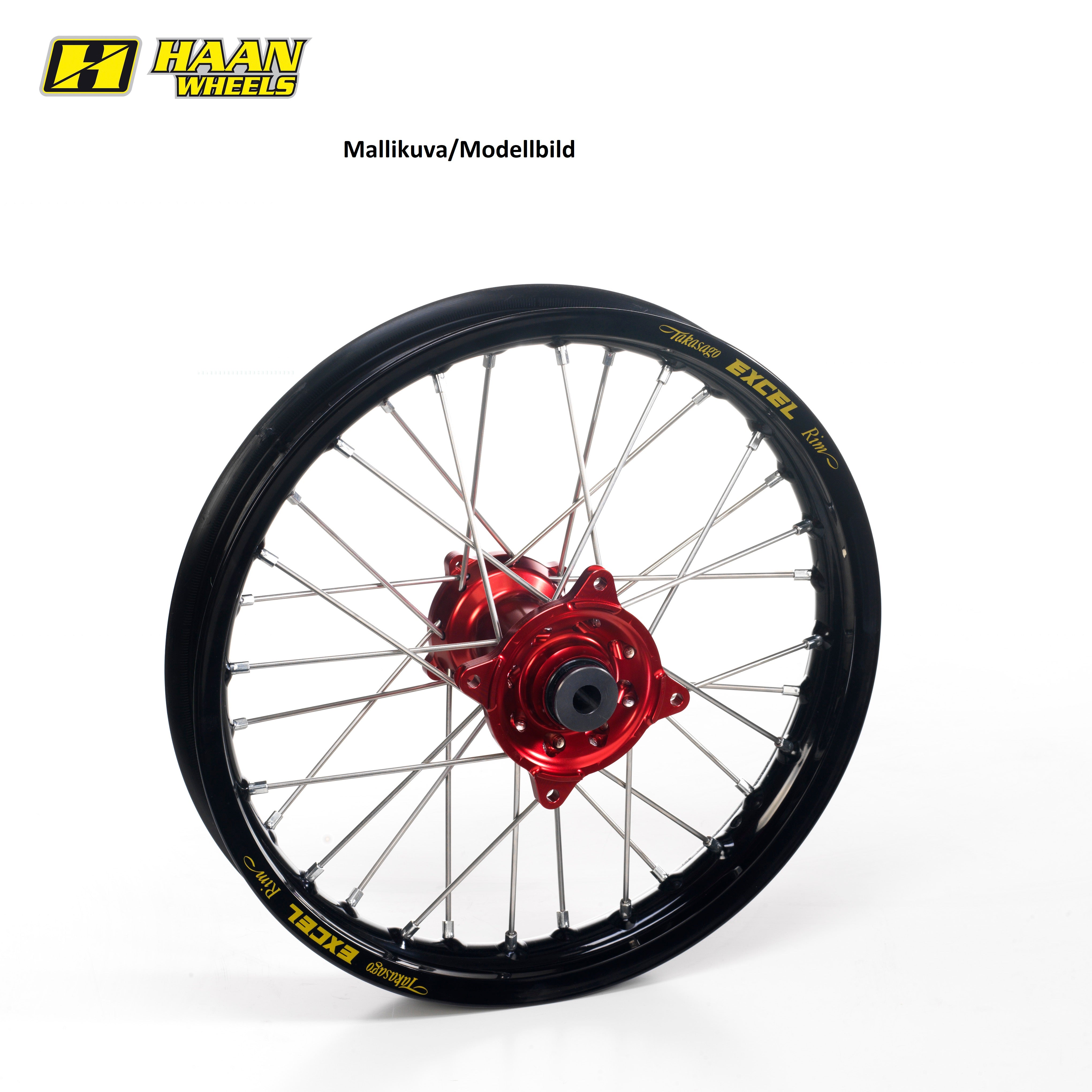 Haan wheel MC85 25-.. 16-1,85 BLACK RIM/RED HUB