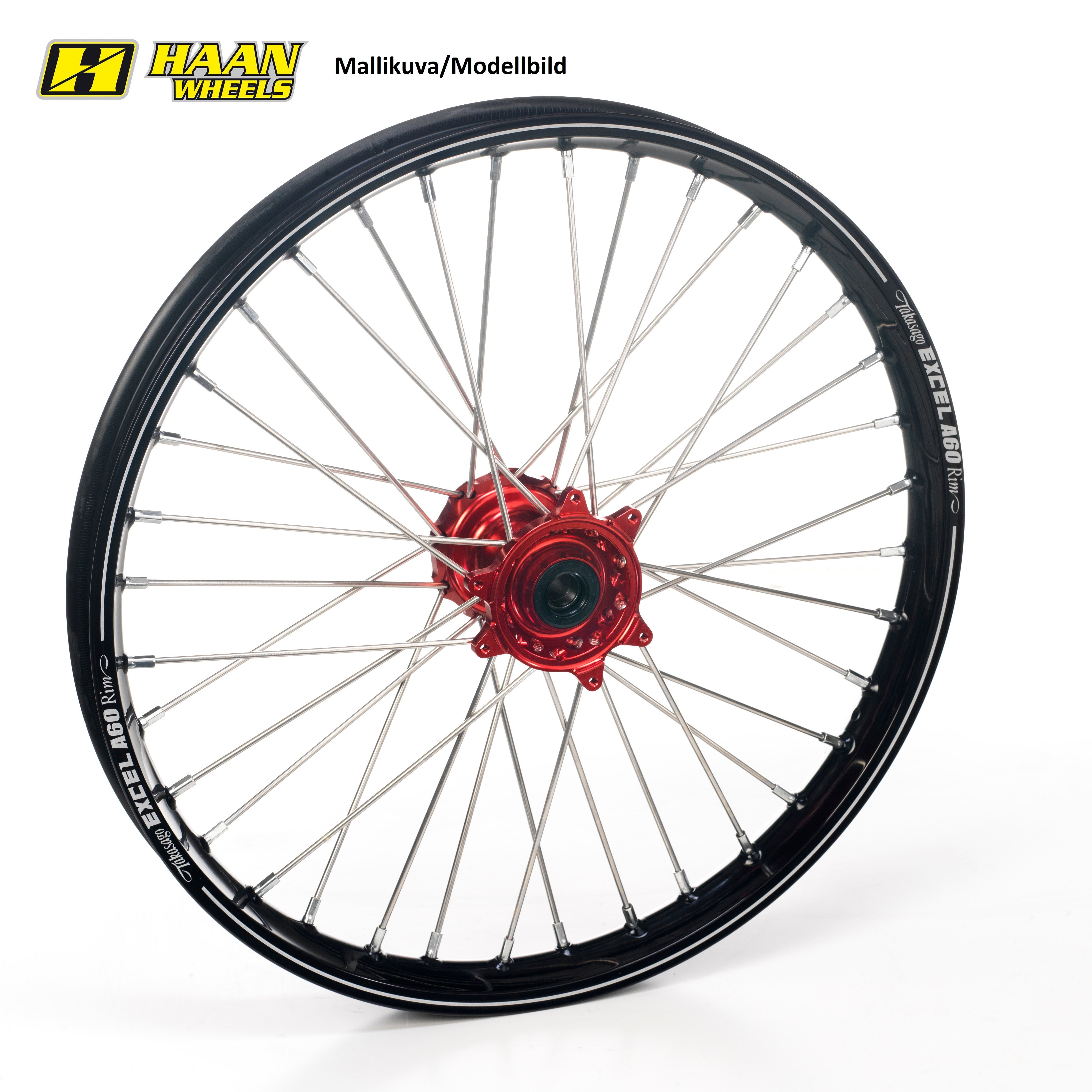 Haan wheel  GasGas MC/F EC/F 21-.. -1,60 RED HUB/BLACK A60 RIM/RED NIPPLES