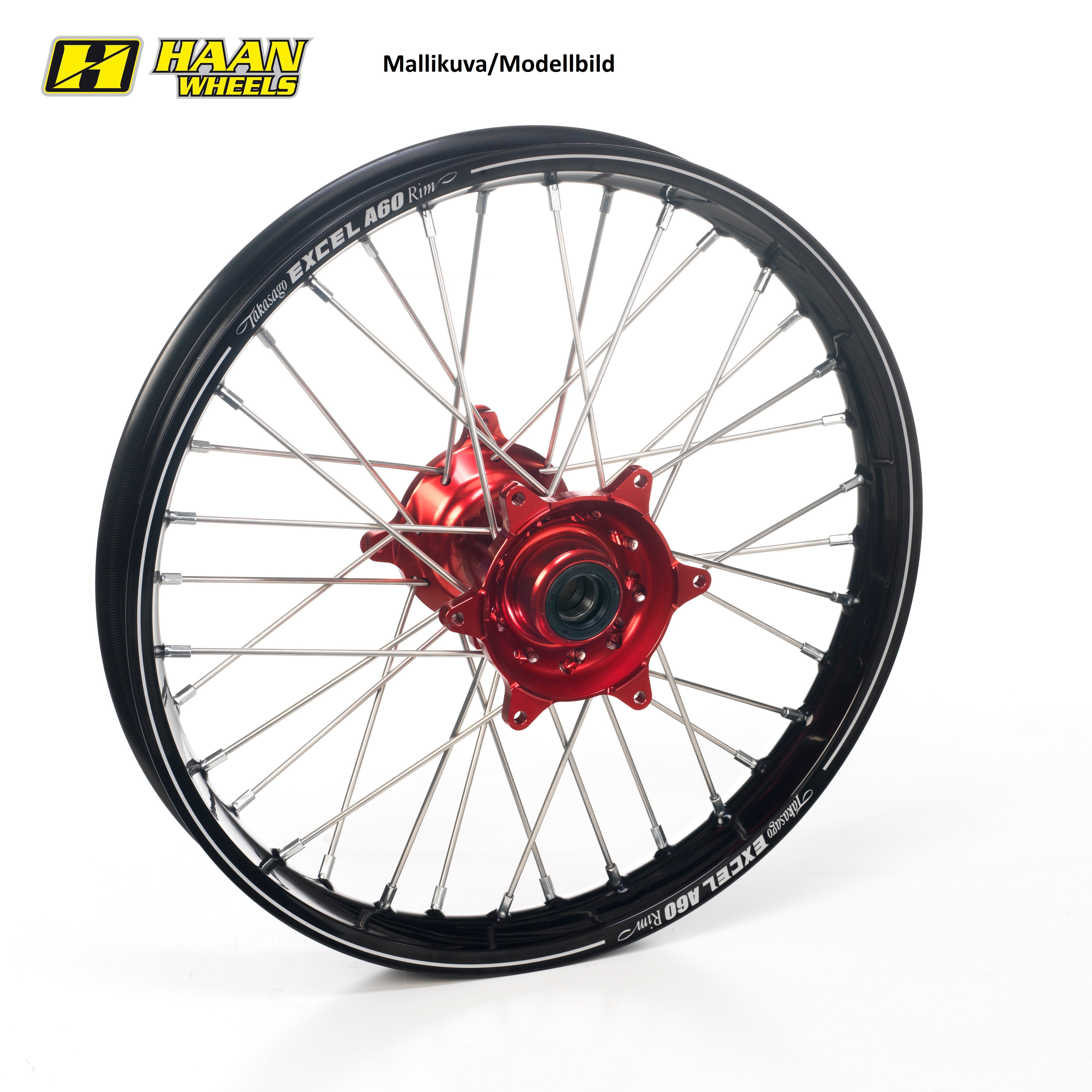 Haan wheel CRF250 14- 19-1,85 RED HUB/A60 RIM/BLACK SPOKES/RED NIPPLES