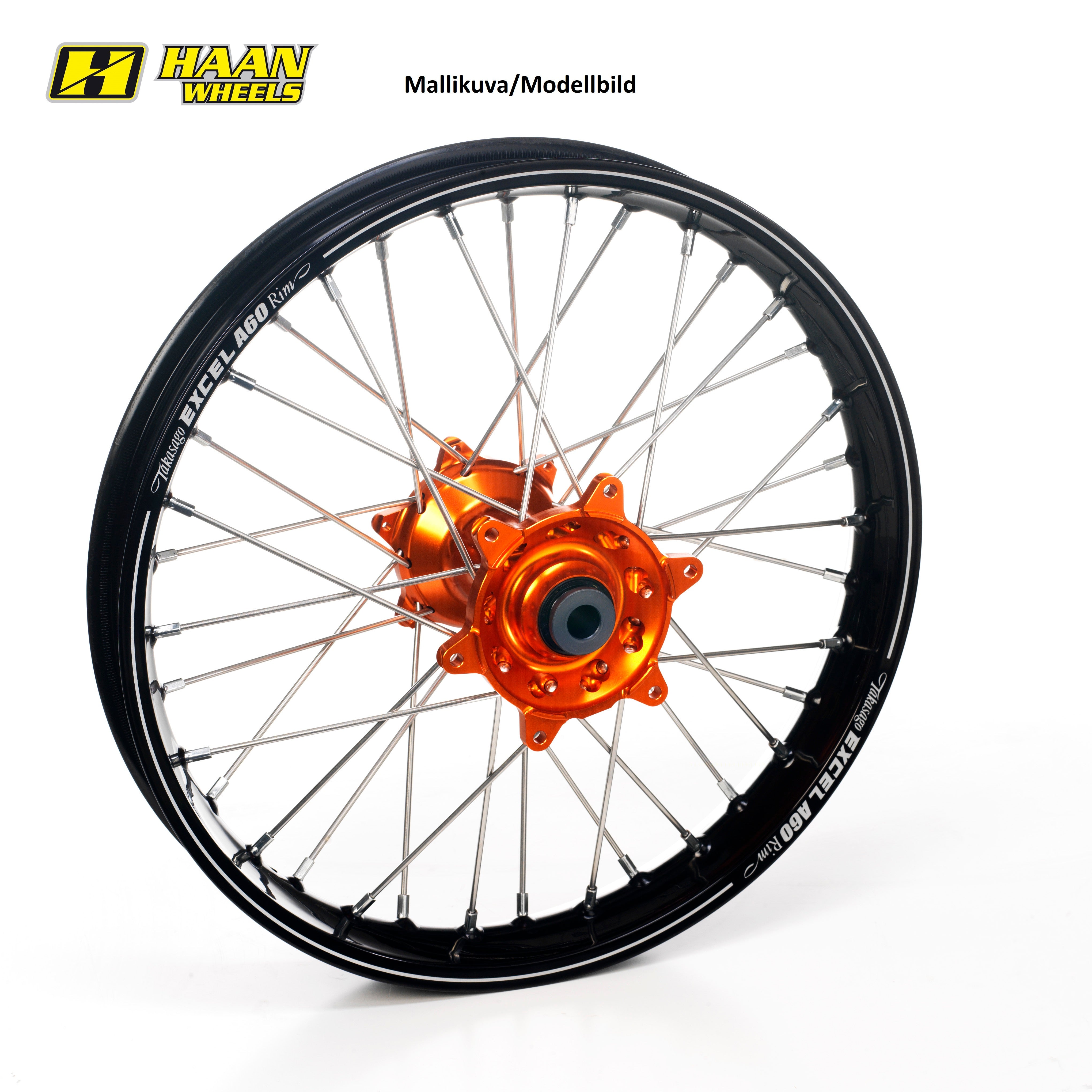 Haan wheel KTM SX&SXF MODELS 13-22 19-2,15 ORANGE HUB/A60 BLACK RIM