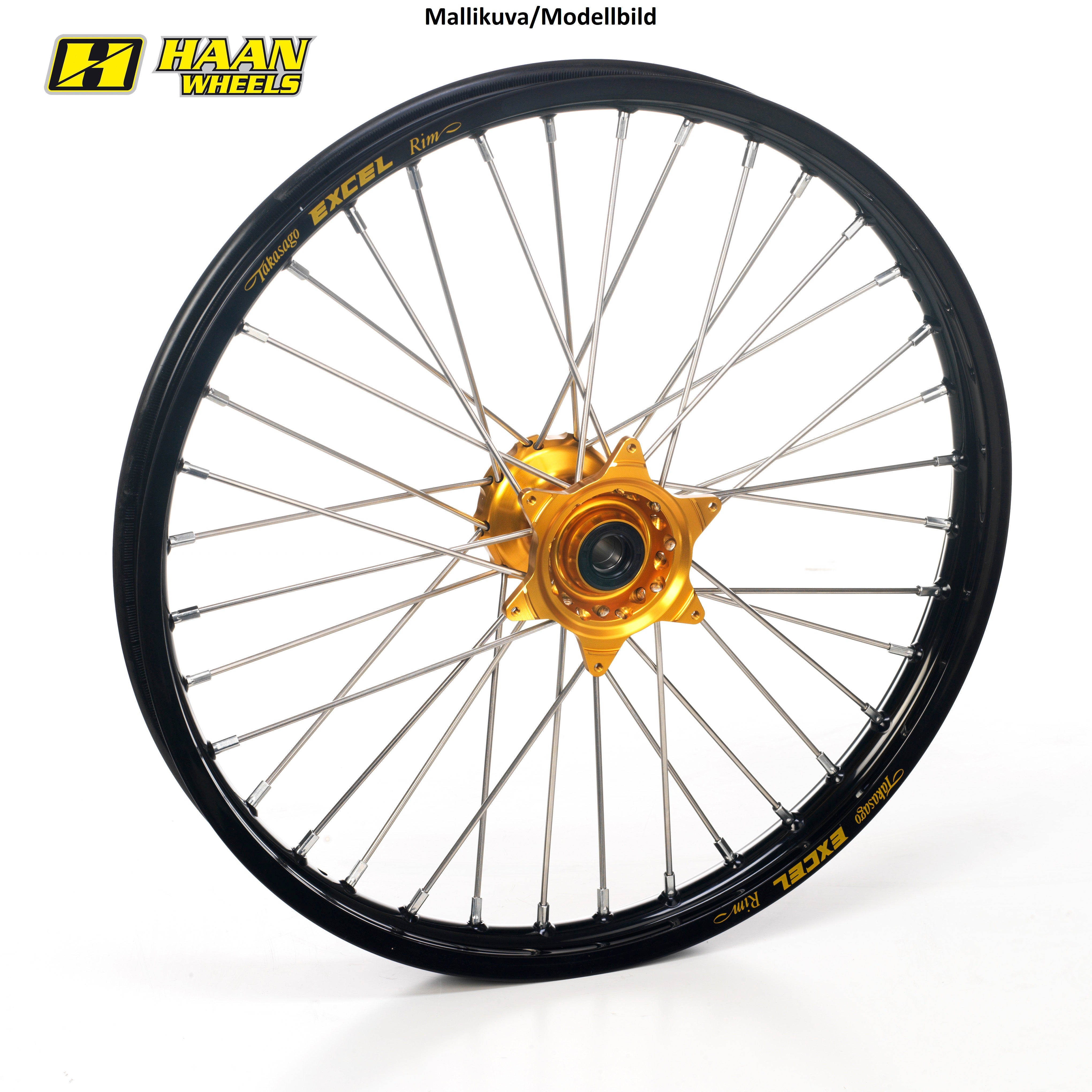 Haan wheel SX&SXF&EXC MODELS 03-14, HSB 03-13 21-1,60 BLACK RIM/GOLD HUB