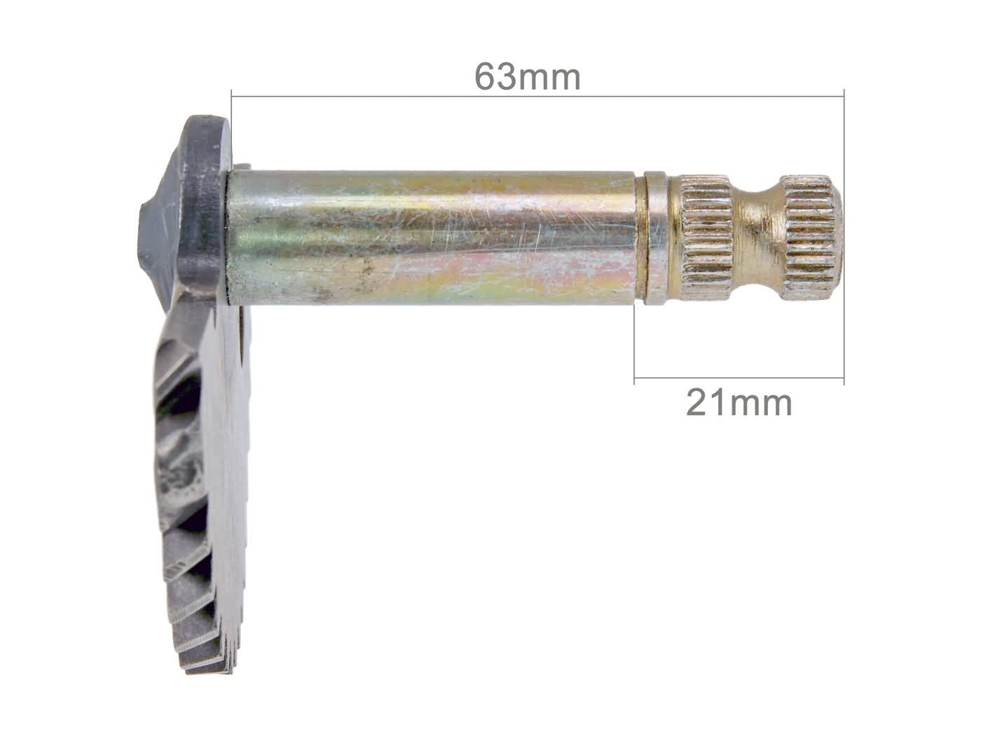 Käynnistyspolkimen aksila, 63mm/21mm, Kiina-skootterit 4-T 50cc / Peugeot 4-T /