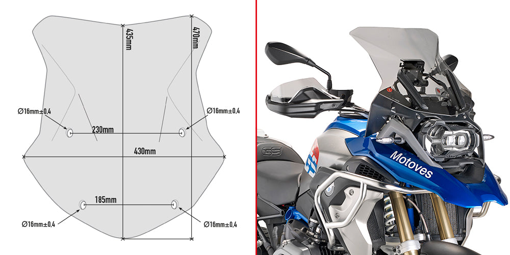 Givi Specific screen, smoked 43,5 x 43 cm (HxW) R1200GS/R1250GS