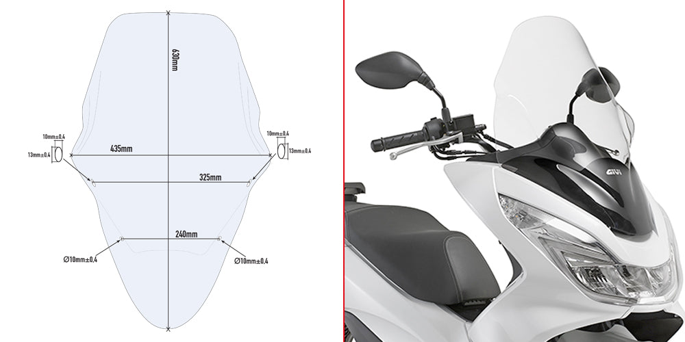 Givi Specific screen, transparent 63 x 43,5 cm (H x W) PCX 125-150 (14-17)