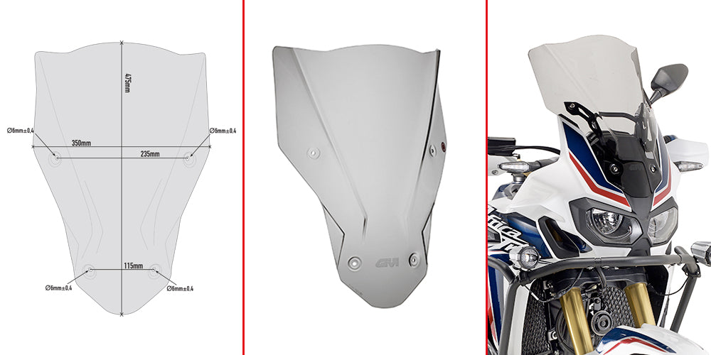 Givi Spoileriplexi, smoke 47,5 x 35 cm (k x l) CRF1000L Africa Twin (16)