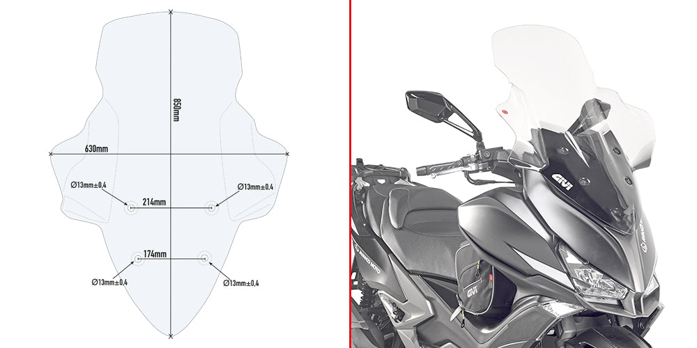 Givi Spoileriplexi,kirkas 85,5 x 66 cm (k x l) Xciting 400i (13-15)