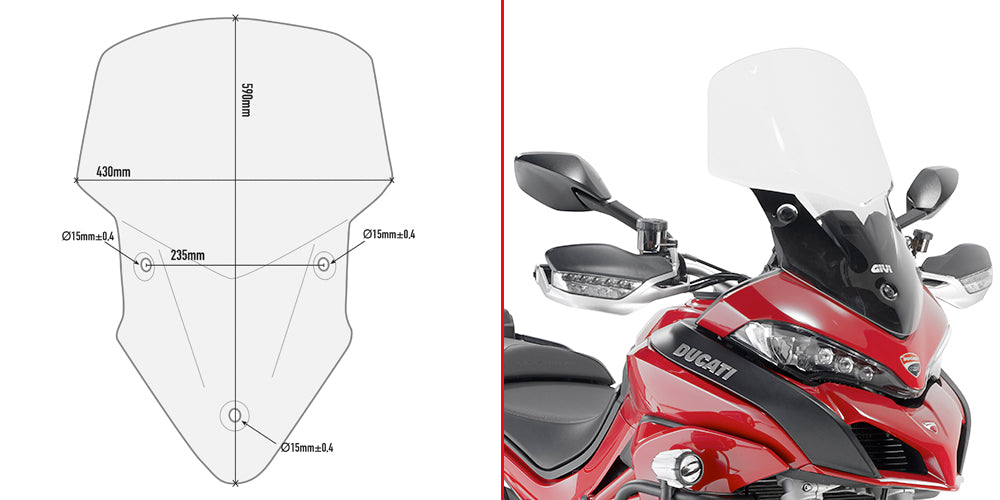 Givi Spoileripleksi, kirkas 59 x 43 cm (k x l) Multistrada 1200 (15)