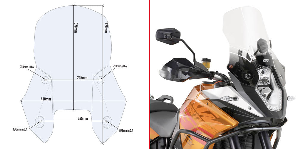 Givi Specific screen, transparent 37 x 41 cm 1190 Adventure / Adventure R (13)