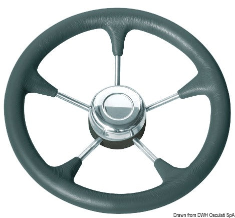 Polyurethane steer. wheel SS spokes Ø 280 mm black