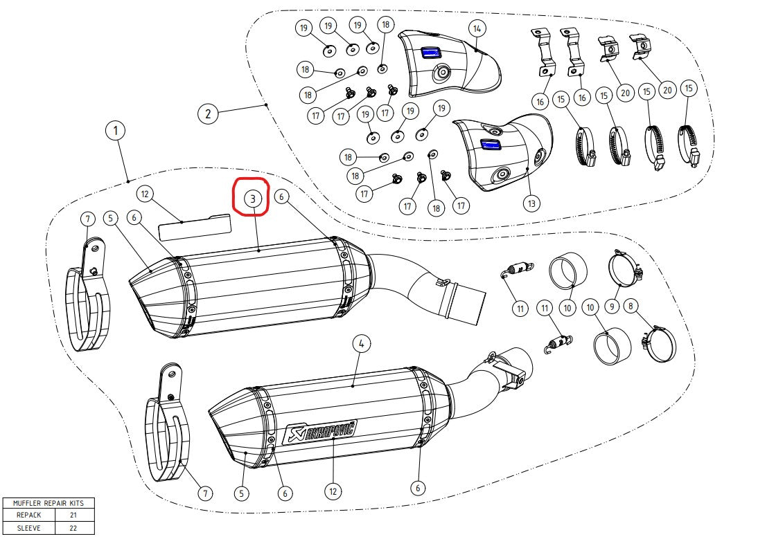 Akrapovic Äänenvaimennin Vasen CA Z1000 2014-2020