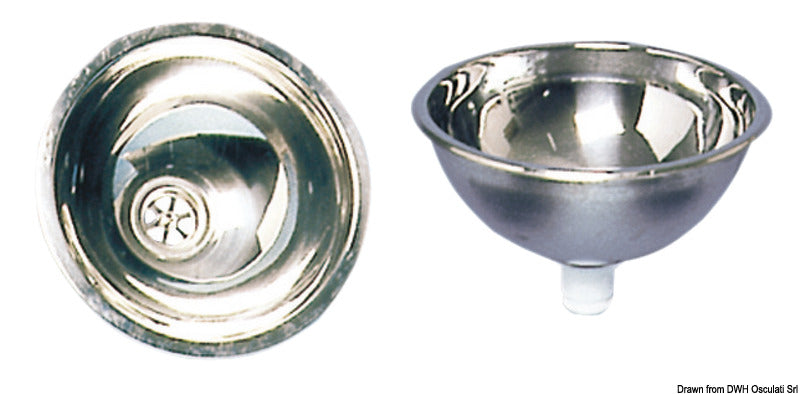 SS mirror polished hemispherical sink 260x125 mm