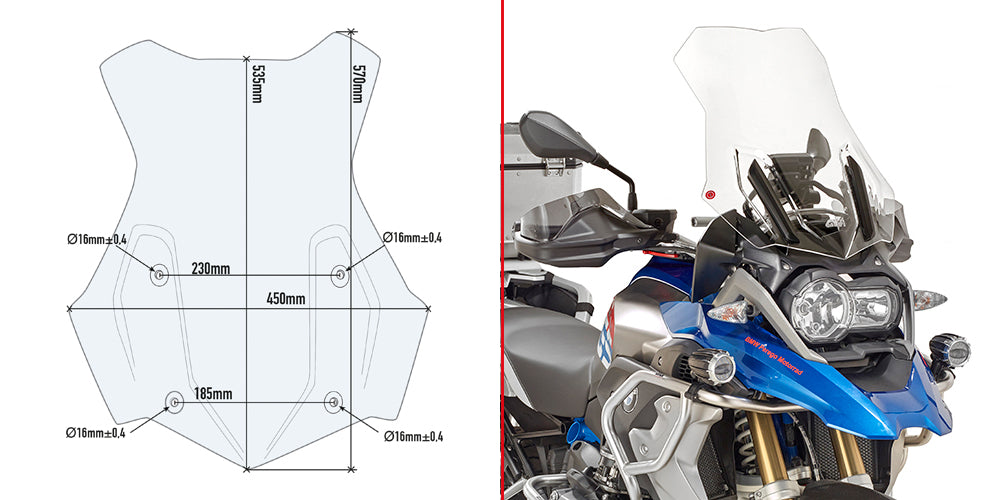Givi Specific screen, transparent 43,5 x 43 cm (HxW) R1200GS/R1250GS 16-19