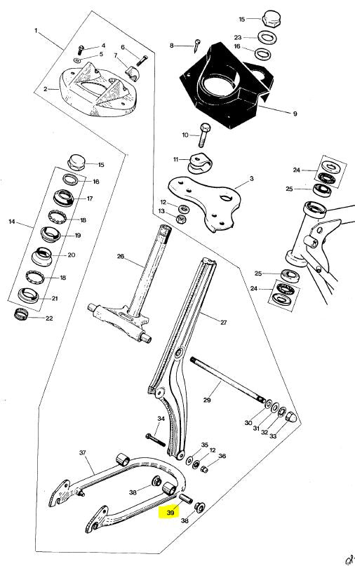 Etuhaarukkaan keinuvarren teräsholkki, Tunturi Maxi, Start, Automat, Sport