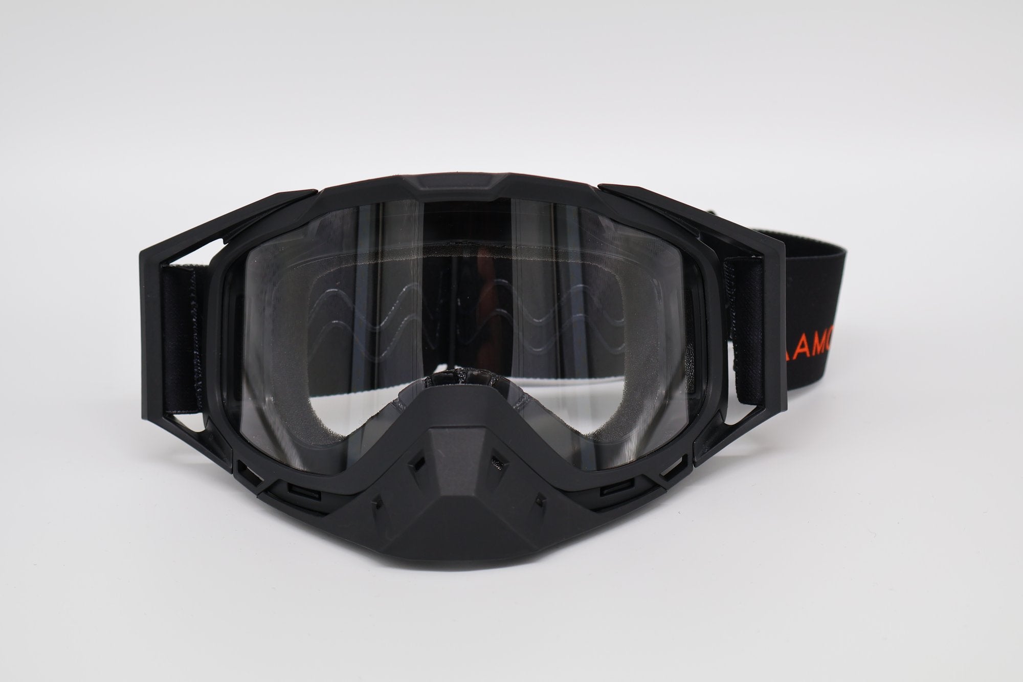 AMOQ Youth Snow Goggles Black-Orange, clear lens