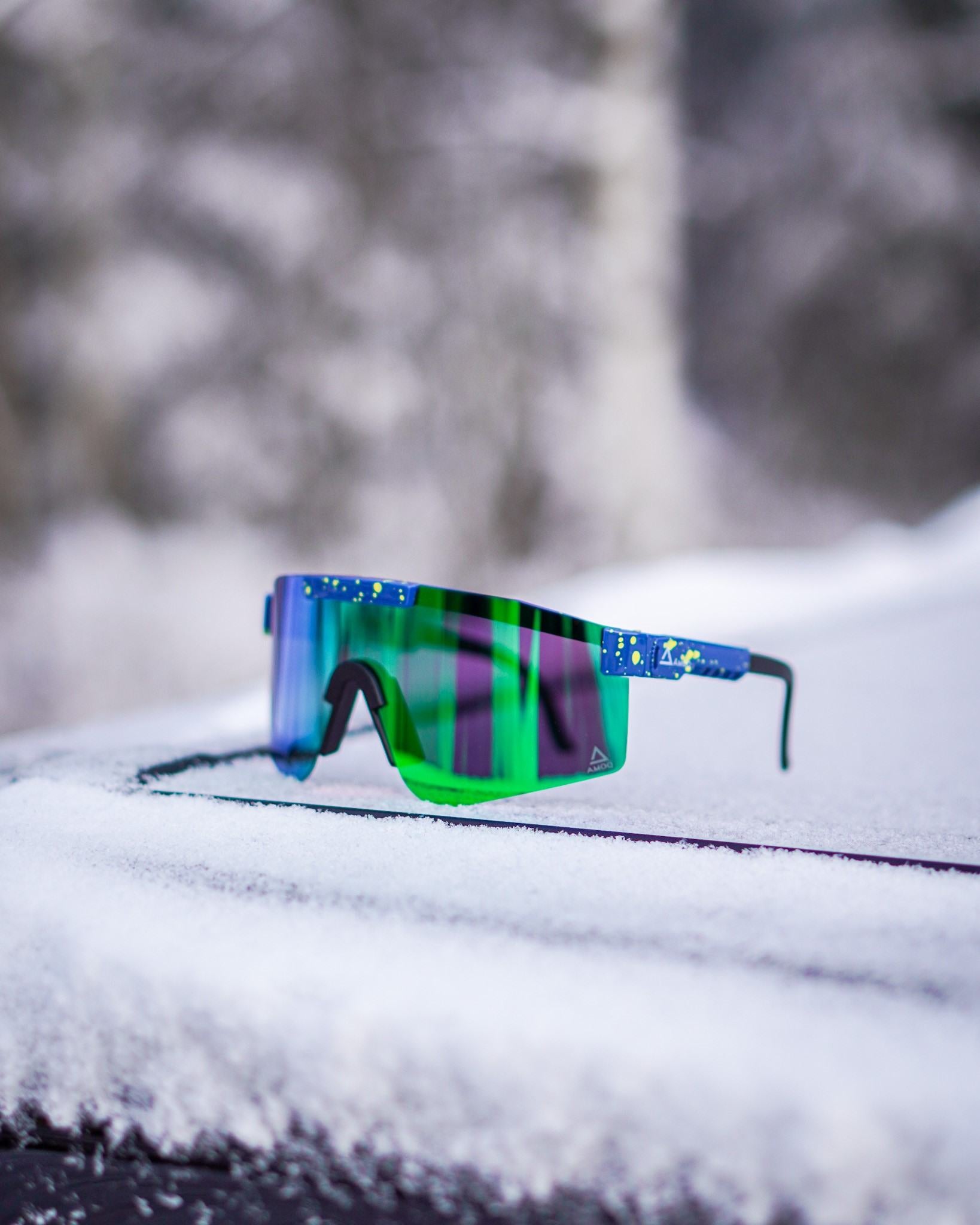 AMOQ Comet Aurinkolasit Sininen Splash - Vihreä Peili