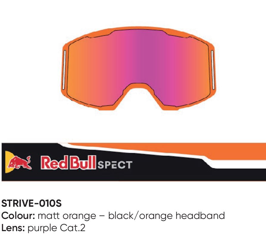 Spect Red Bull Strive MX Goggles Single lens Black/Orange purple
