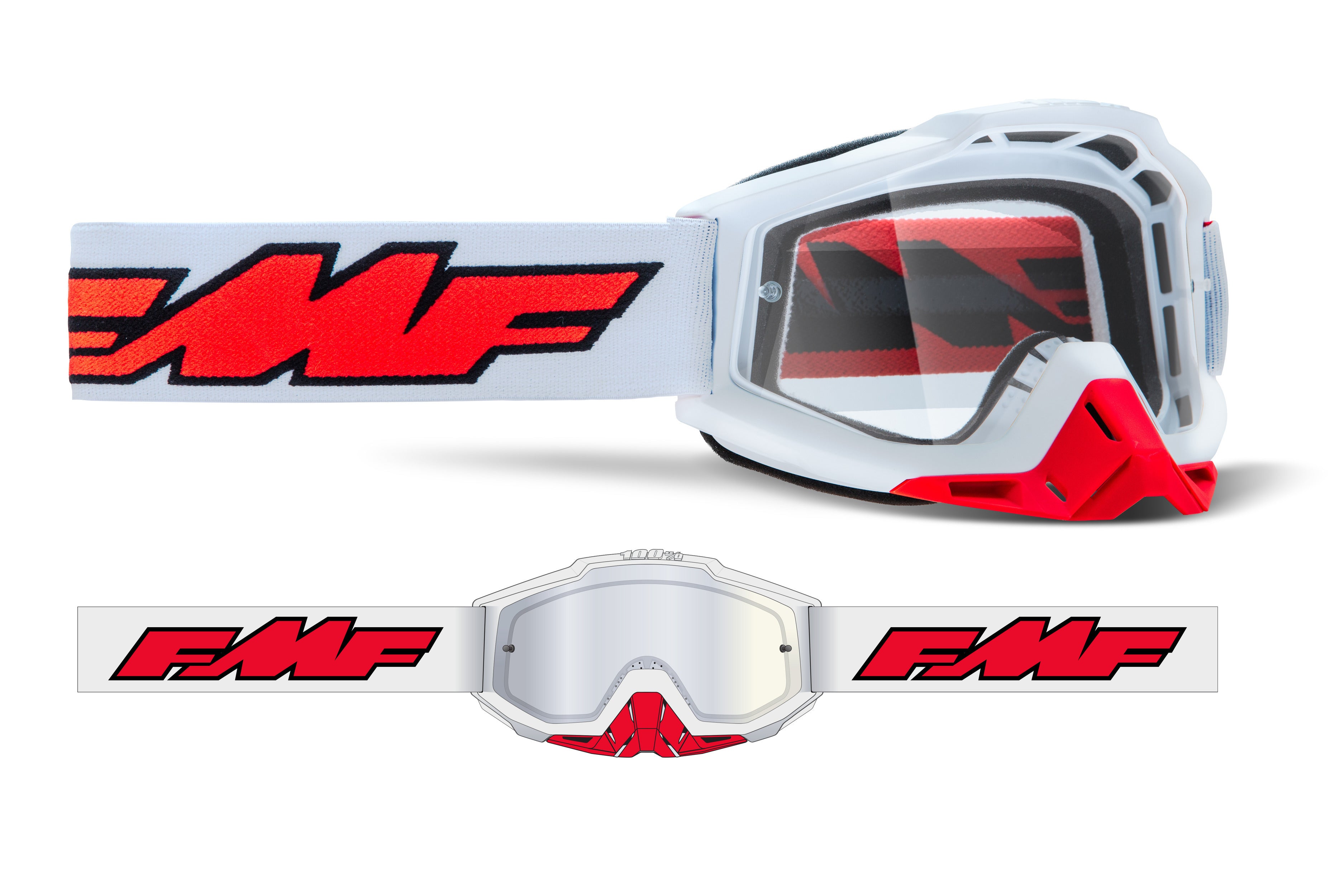 FMF POWERBOMB Goggle Rocket Valkoinen - Kirkas Linssi