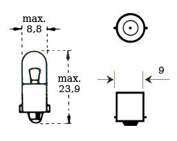 Polttimo 12v 3w Ba 9s