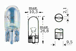 Polttimo 12v 3w 2,1x9,5d