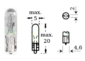 Polttimo 12v 1,2w w 2x4,6d