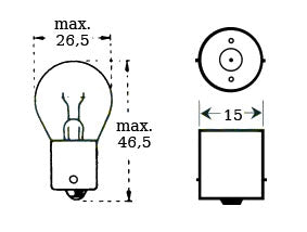 Polttimo 12v 15w Ba 15s
