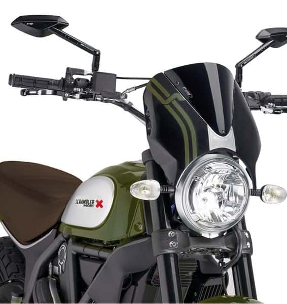 Puig Windshield Retrovision Scrambler 15-17 Black/Bl