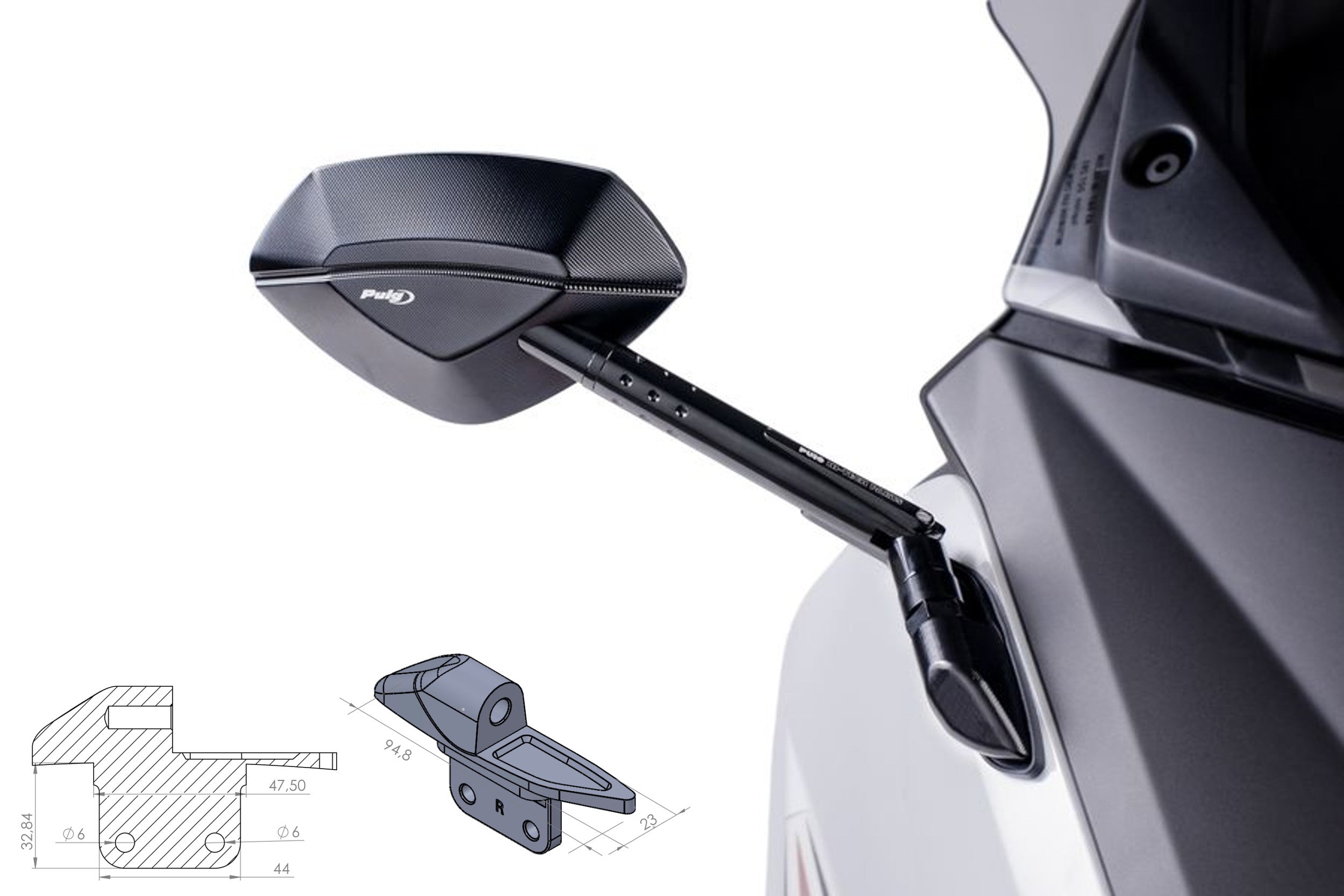 Puig Adapter Right Side For Fairing Tmax 12'-13'