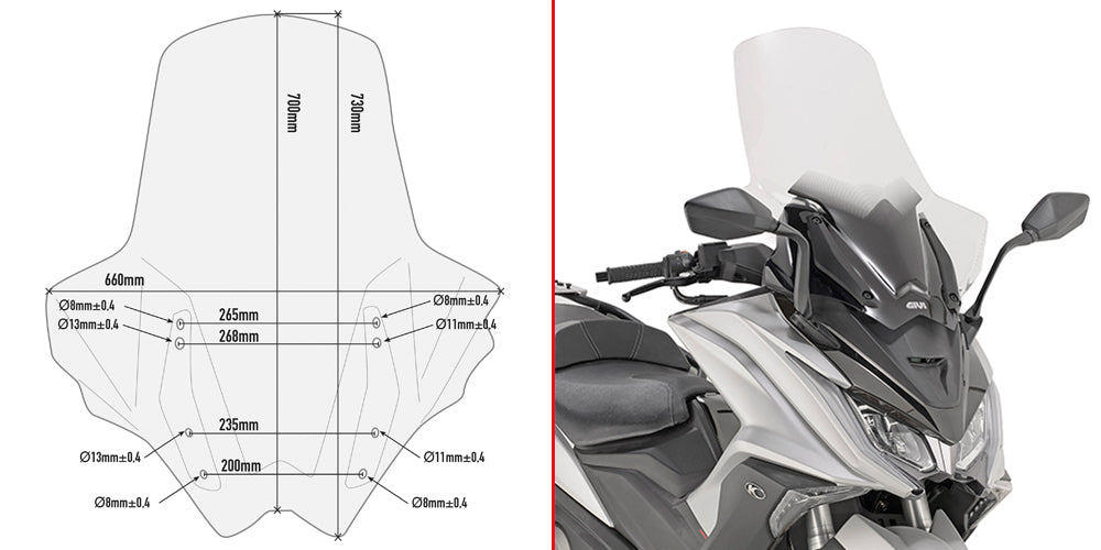 GIVI TRANS.WINDSCREEN KYMCO AK 550