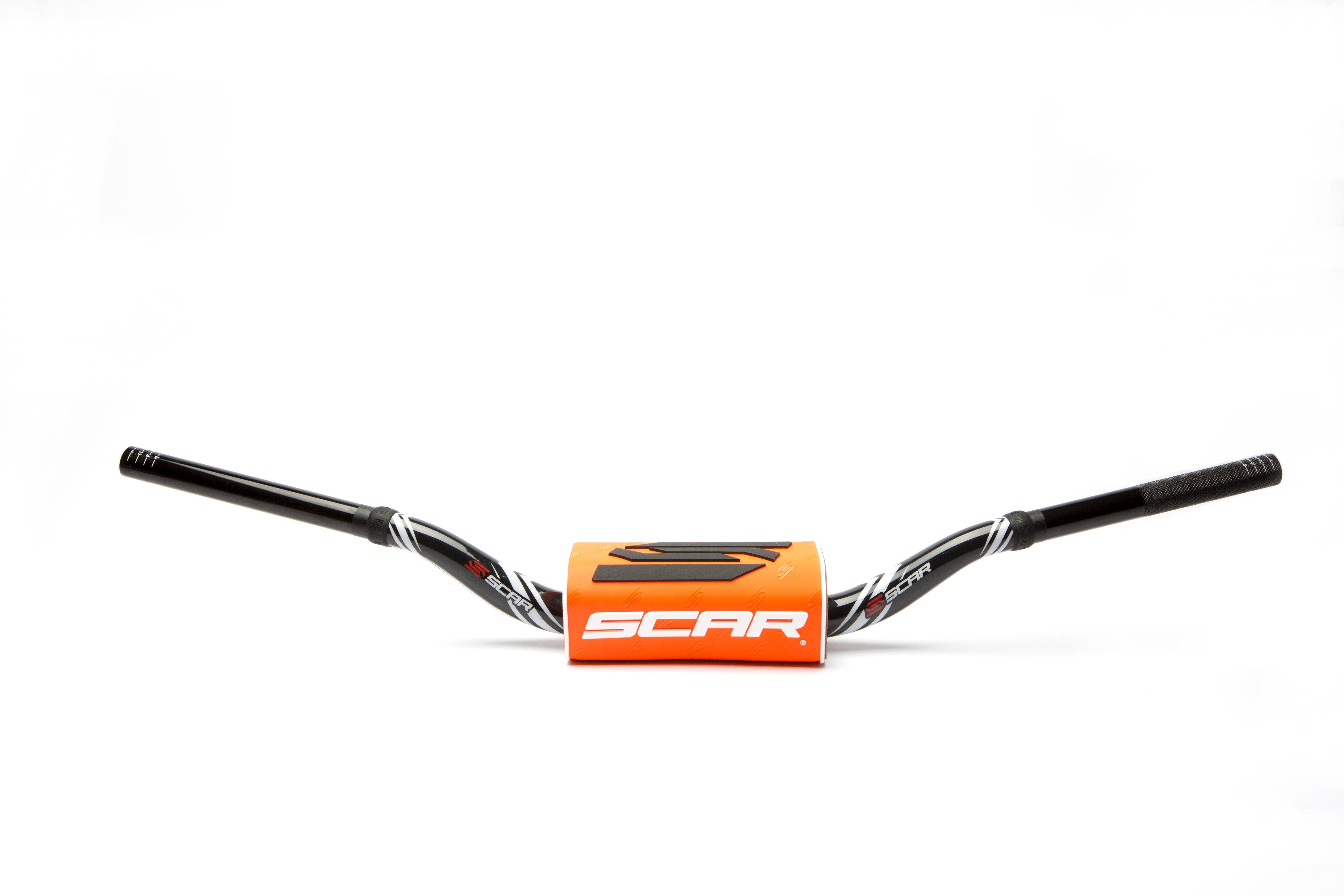 Scar Handlebar O² COLOR Ø28,6 (1 1/8”) - KTM 85SX - BLACK Bar - ORANGE Bar pad