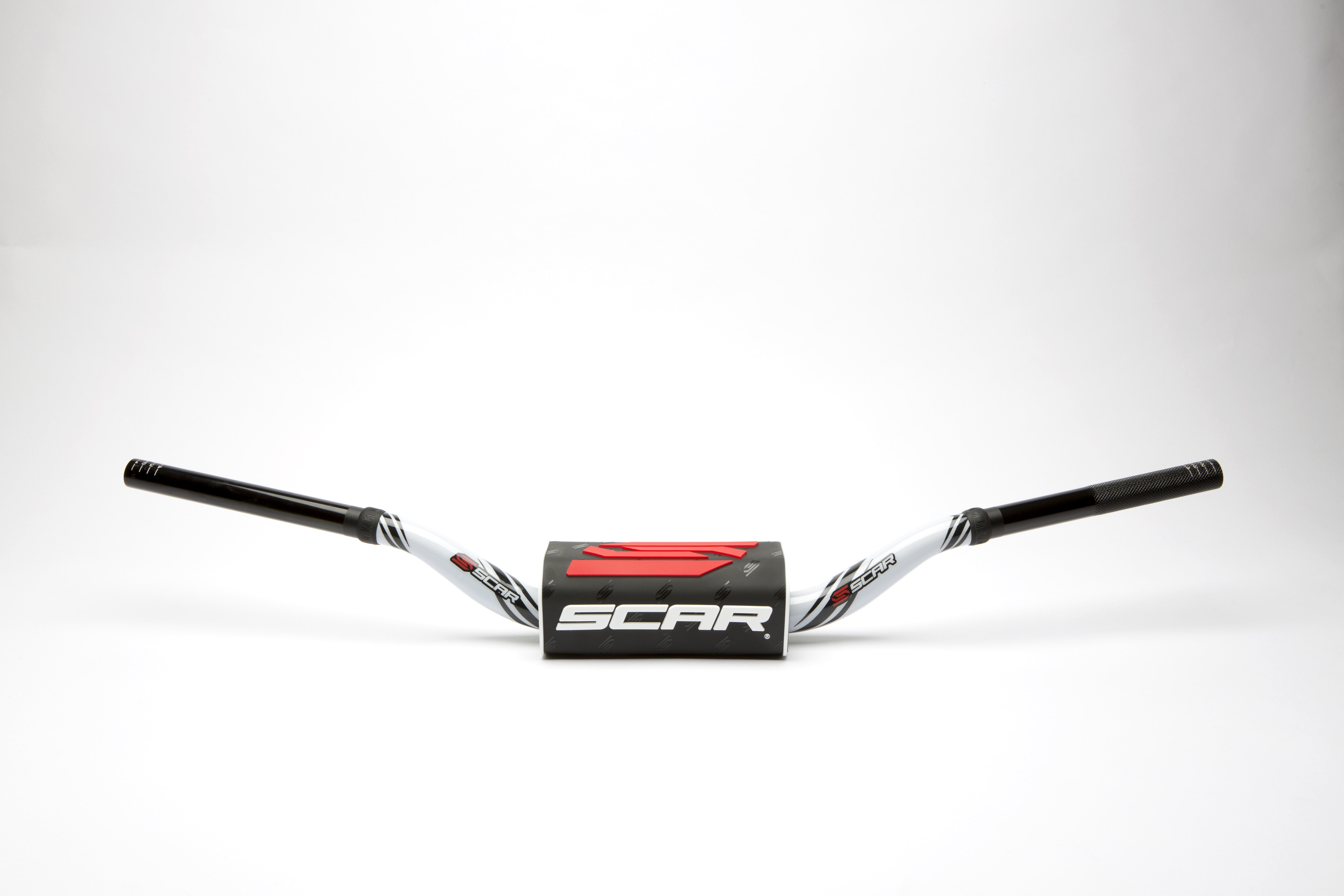 Scar Handlebar O² COLOR Ø28,6 (1 1/8”) - HIGH - WHITE Bar - BLACK Bar pad