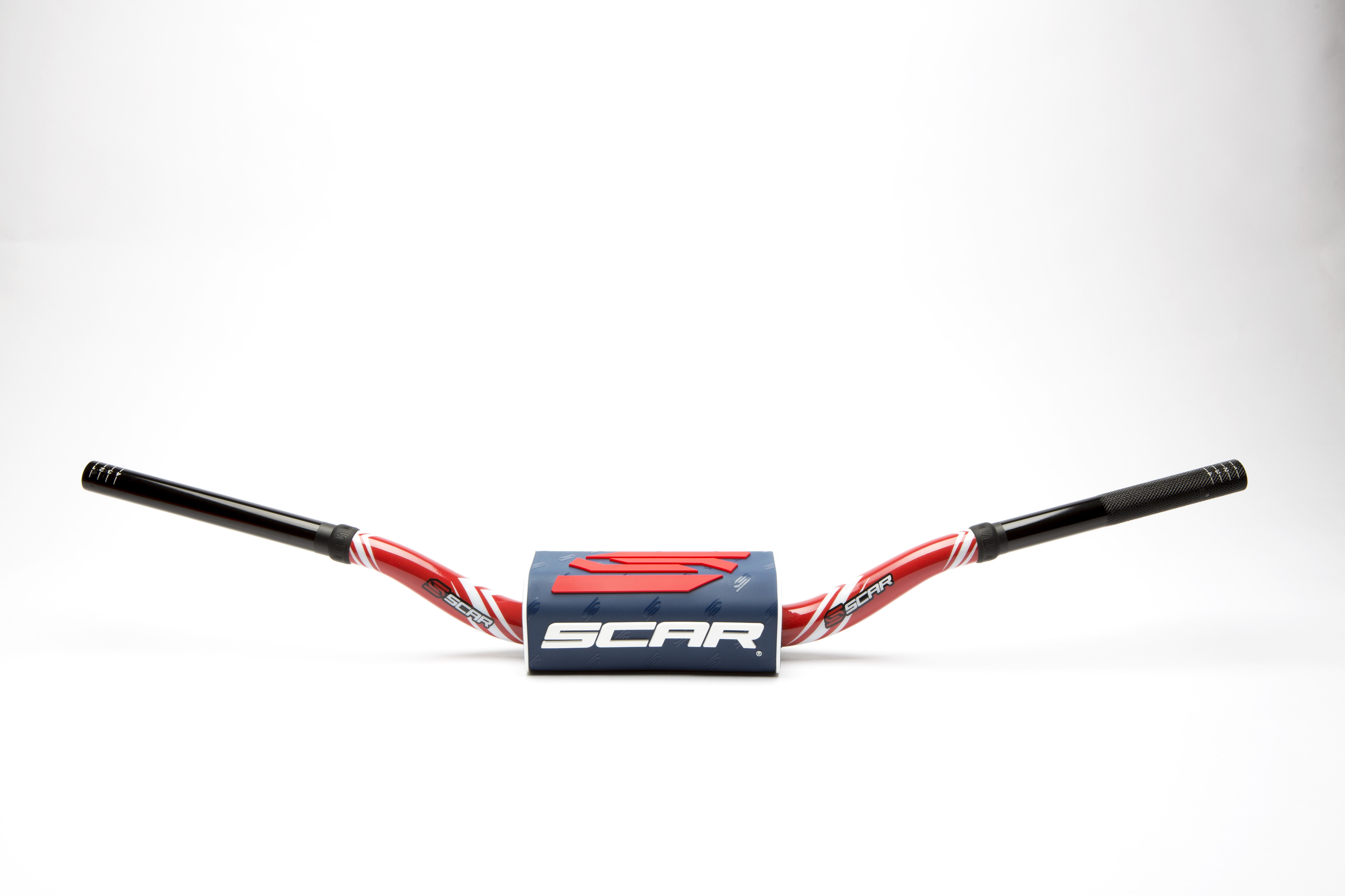 Scar Handlebar O² COLOR Ø28,6 (1 1/8”) - HIGH - RED Bar - DARK BLUE Bar pad