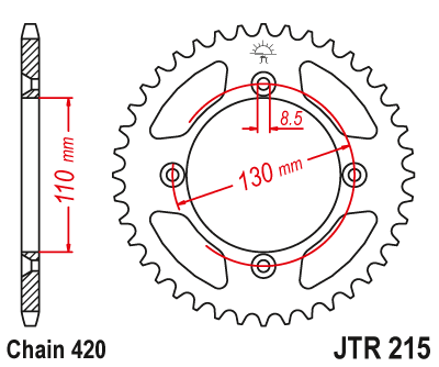 JT Takaratas Alumiini 7075 T6 Punainen JTA215.56RED