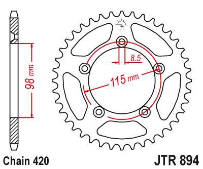 JT Takaratas Alumiini 7075 T6 Musta JTA894.46BLK