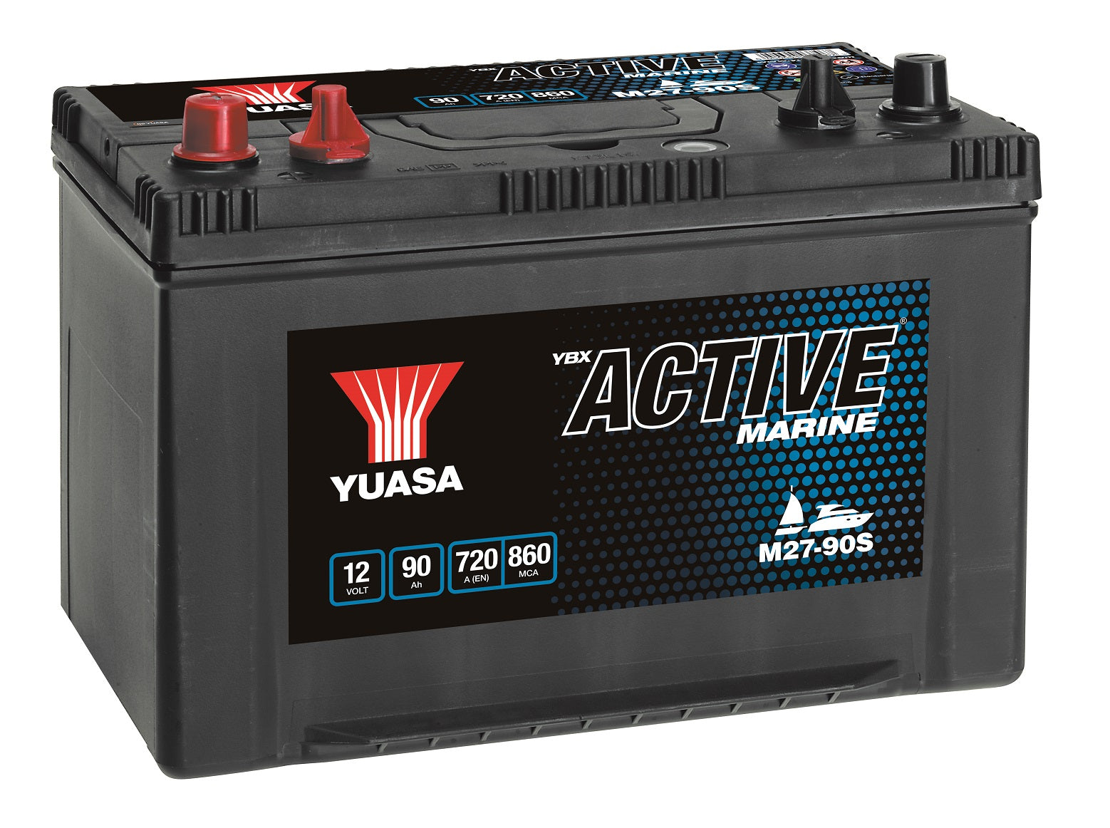 Yuasa M27-90S Active Marine Start Battery 12V 90Ah 720A Huom.Rullakkorahti (15)