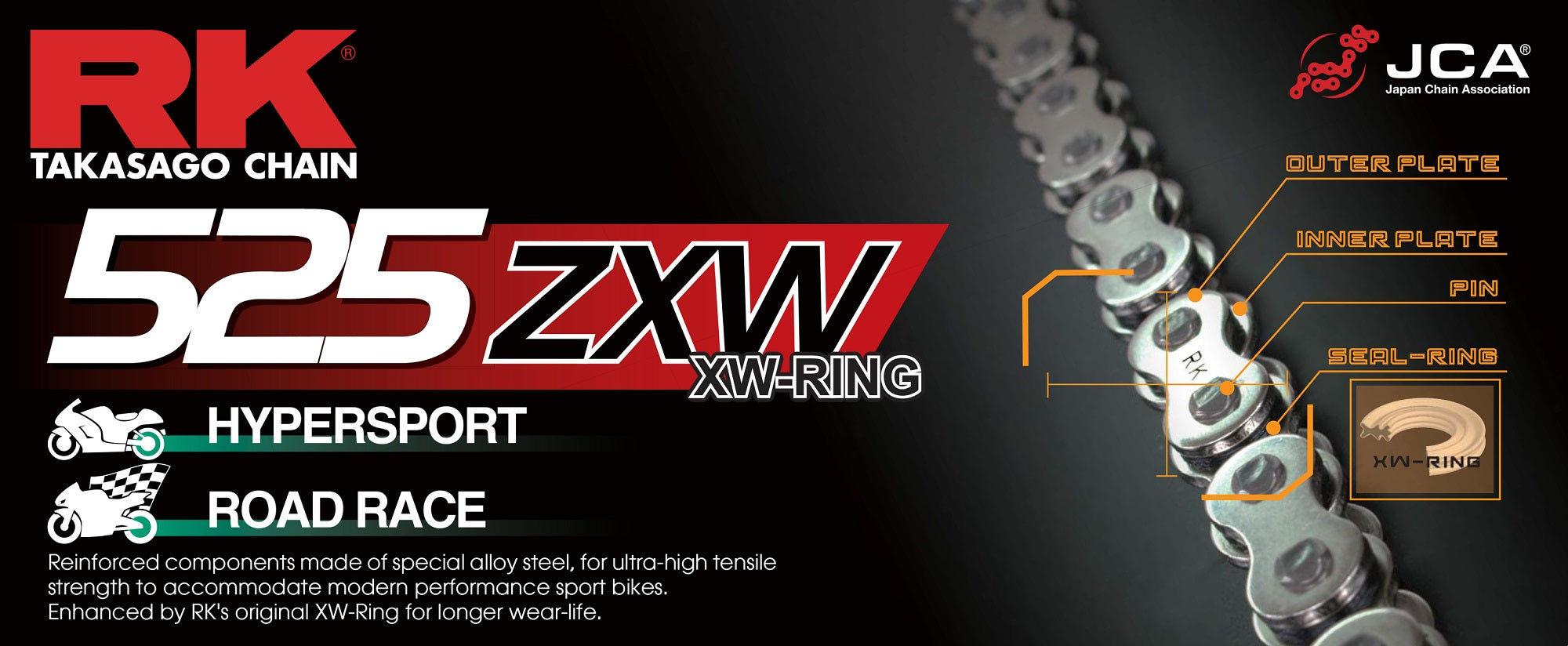 RK 525ZXW XW-rengasketju +CLF (niittil.)