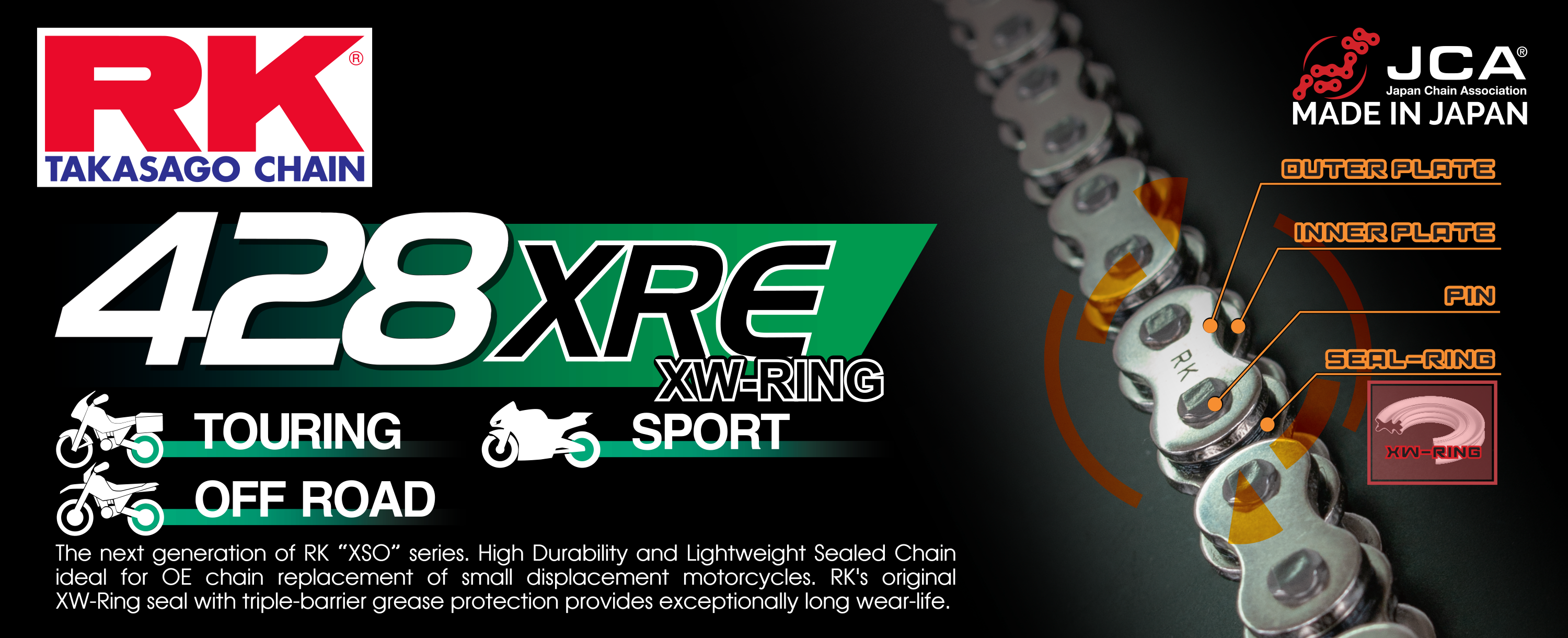 RK 428XRE XW-rengasketju +CL (jousil.)