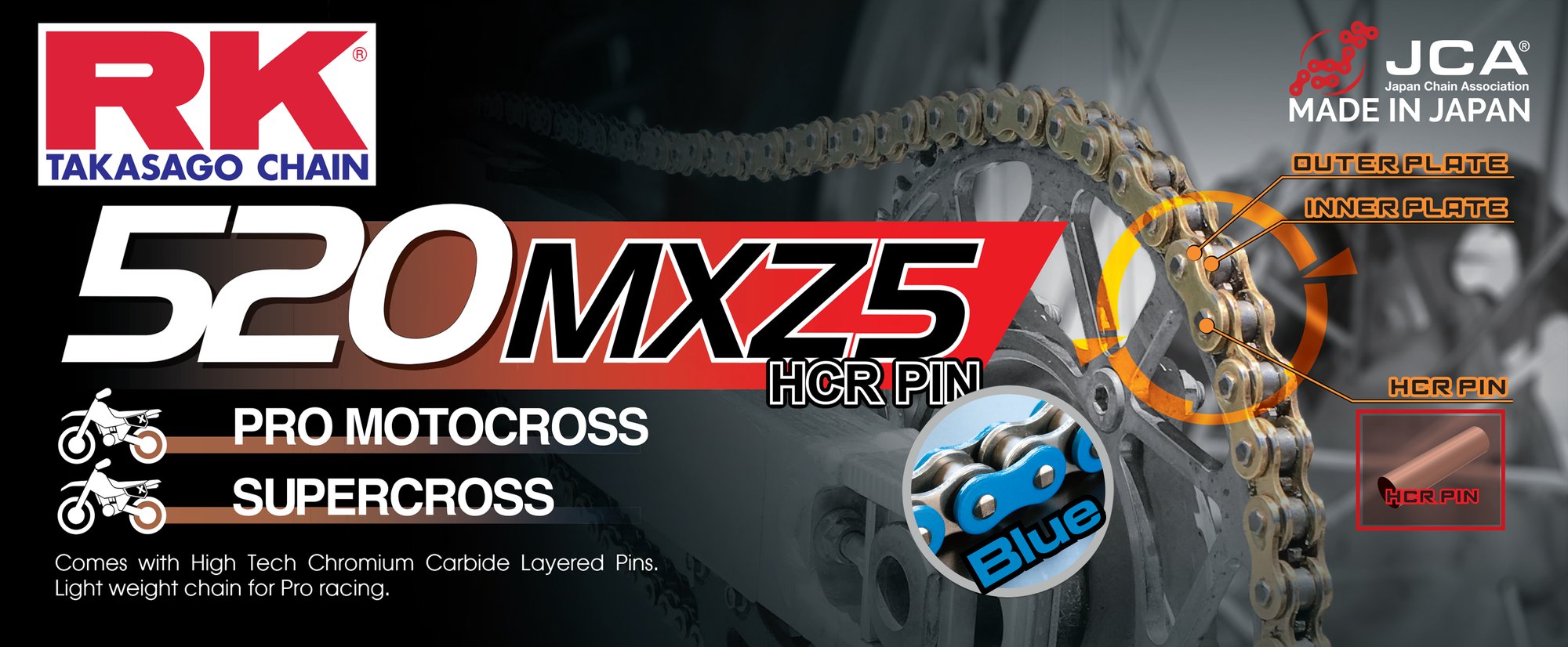 RK BB520MXZ5 Offroad Pro ketju Sininen +CL (Jousil.)