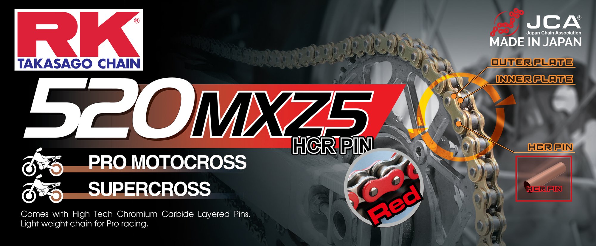 RK RR520MXZ5 Offroad Pro ketju Punainen +CL (Jousil.)
