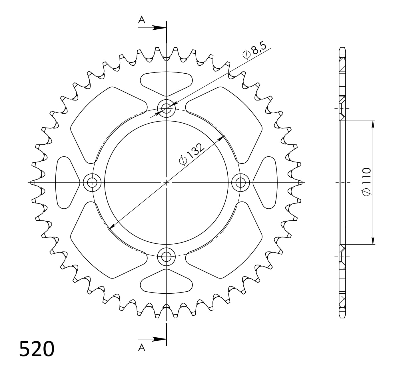 Supersprox Alumiini takaratas RAL-720:46 Musta
