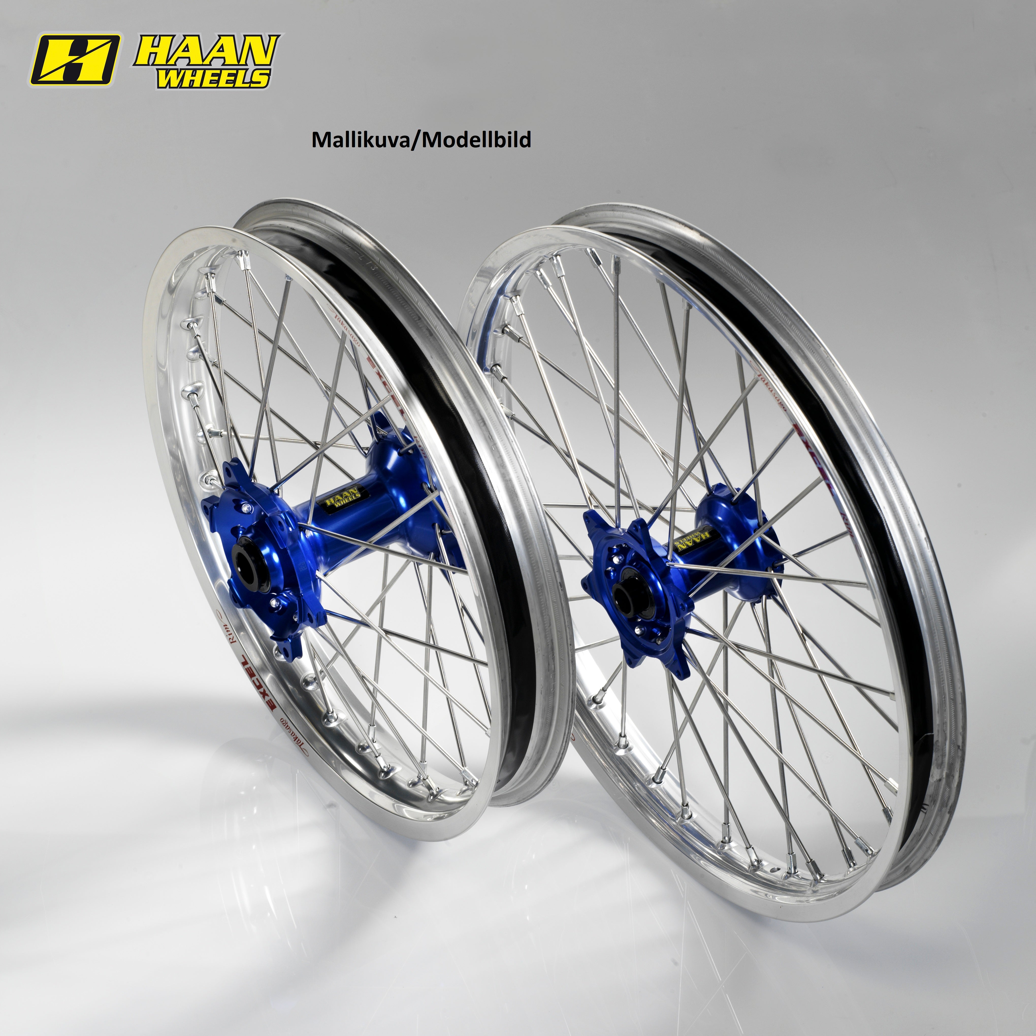 Haan wheel SX&SXF 15-17 /EXC MODELS 16- 17-3,50 SILVER RIM/BLUE HUB