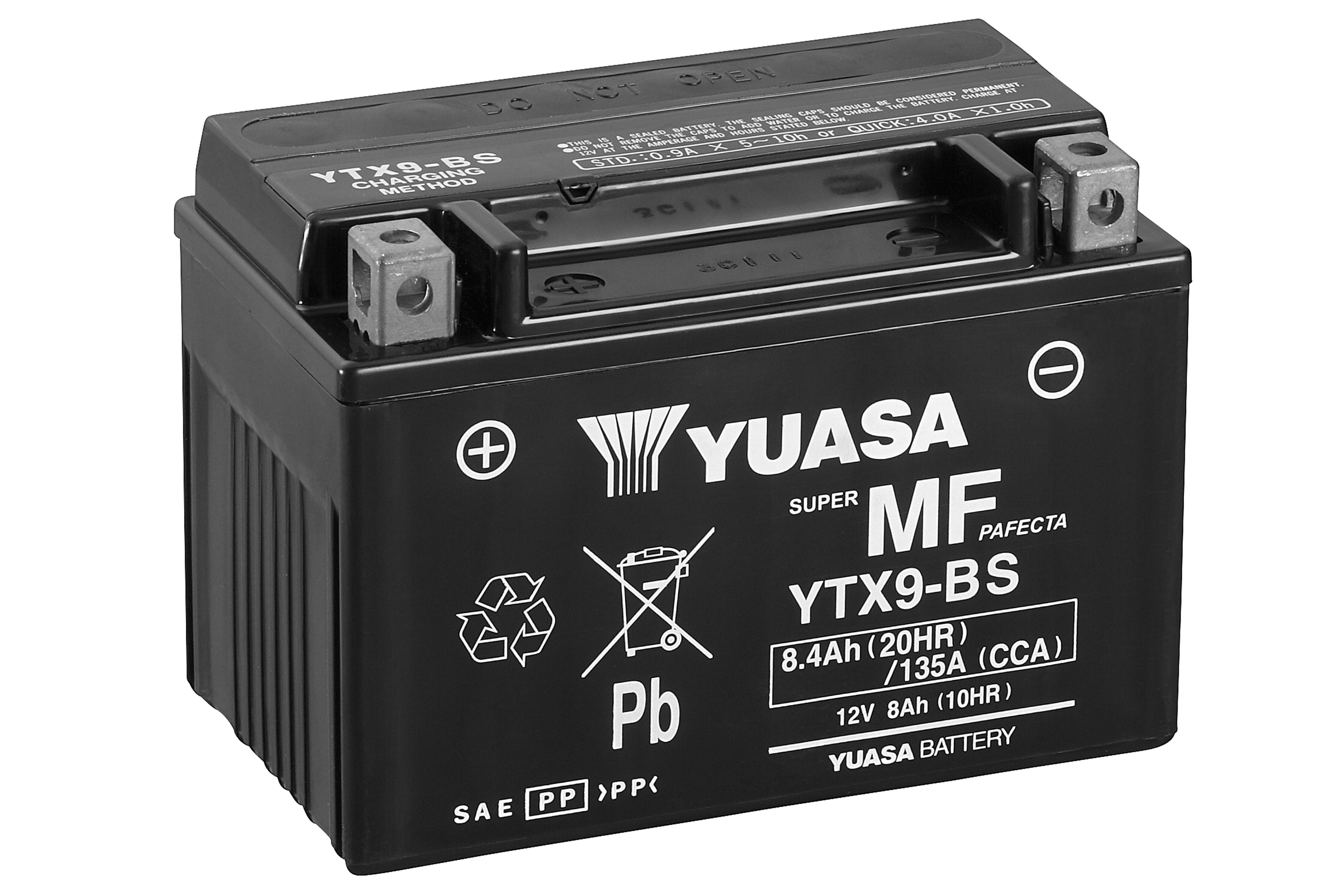 Yuasa akku, YTX9-BS (cp) Happopatruuna mukana (5)