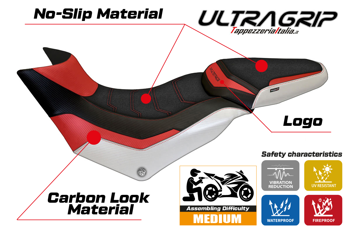 Yhteensopiva istuinpäällinen - Ducati Multistrada 950 2017-2021 - mod Slapy Special Color Ultragrip