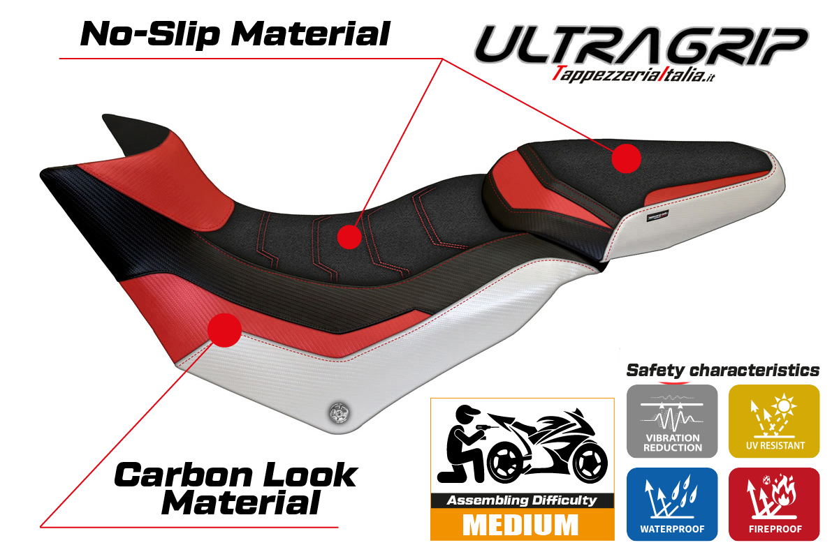 Yhteensopiva istuinpäällinen - Ducati Multistrada 950 2017-2021 - mod Slapy Special Color Ultragrip