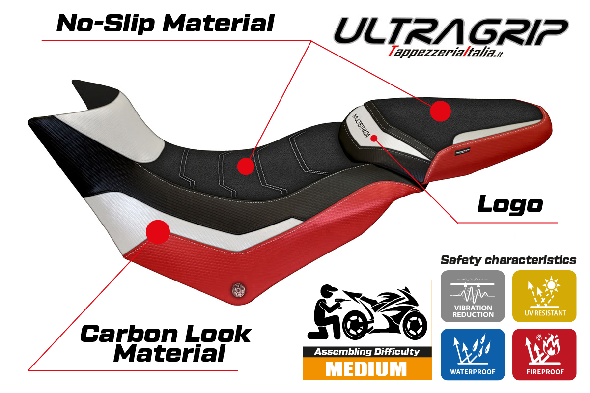 Yhteensopiva istuinpäällinen - Ducati Multistrada 950 2017-2021 - mod Slapy Special Color Ultragrip