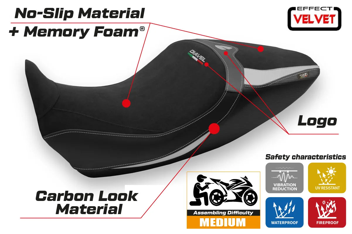 Yhteensopiva istuinpäällinen - Ducati Diavel 1260 2019-2022 - Saranda 1 -modifikaatio Velvet Comfort System