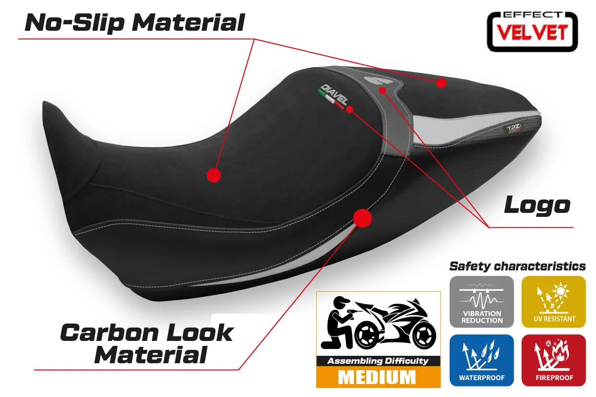 Yhteensopiva istuinpäällinen - Ducati Diavel 1260 2019-2022 - mod Saranda 1 Velvet