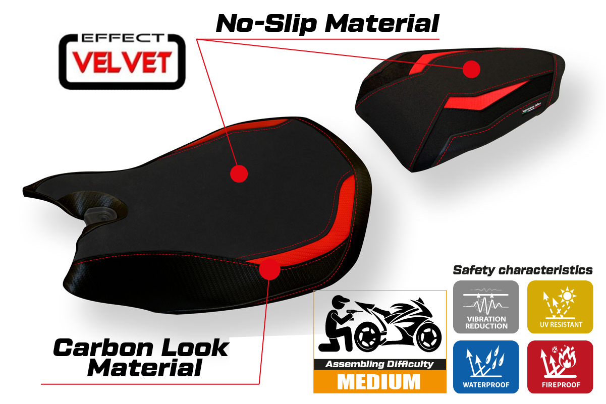 Yhteensopiva istuinpäällinen - Ducati Panigale 1199 2011-2015 - mod Jarvan Velvet