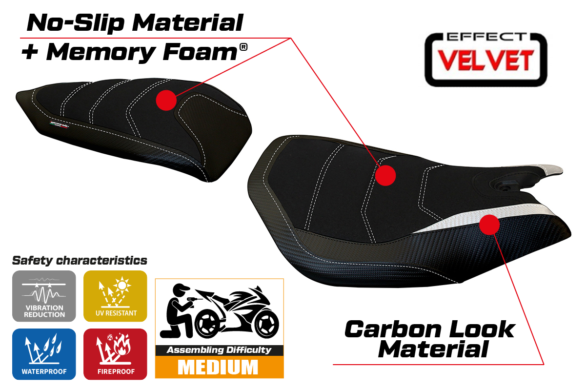Yhteensopiva istuinpäällinen - Ducati Panigale 1199 2011-2015 - mod Leiden Velvet Comfort System